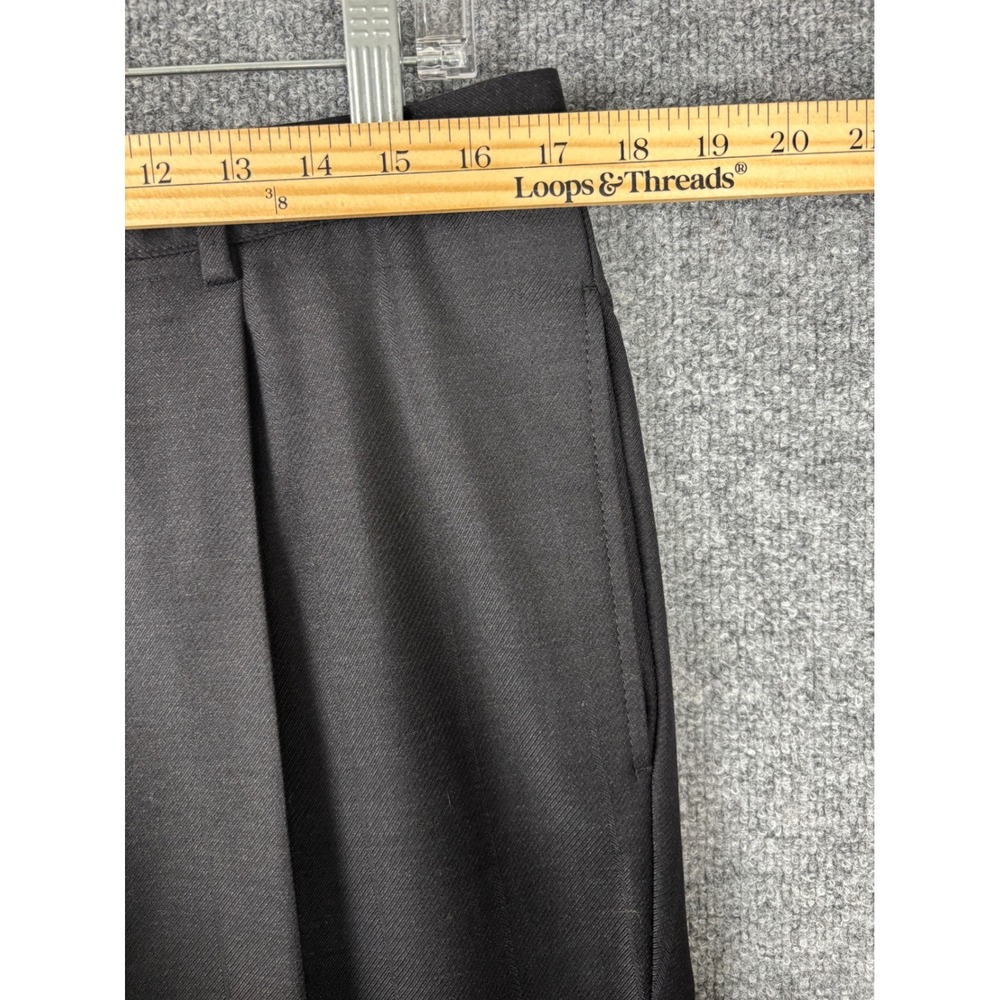 Versace Dress Pants Mens 34x31 Black Wool Pleated Cuffed Designer Preppy Italy - Picture 6 of 7